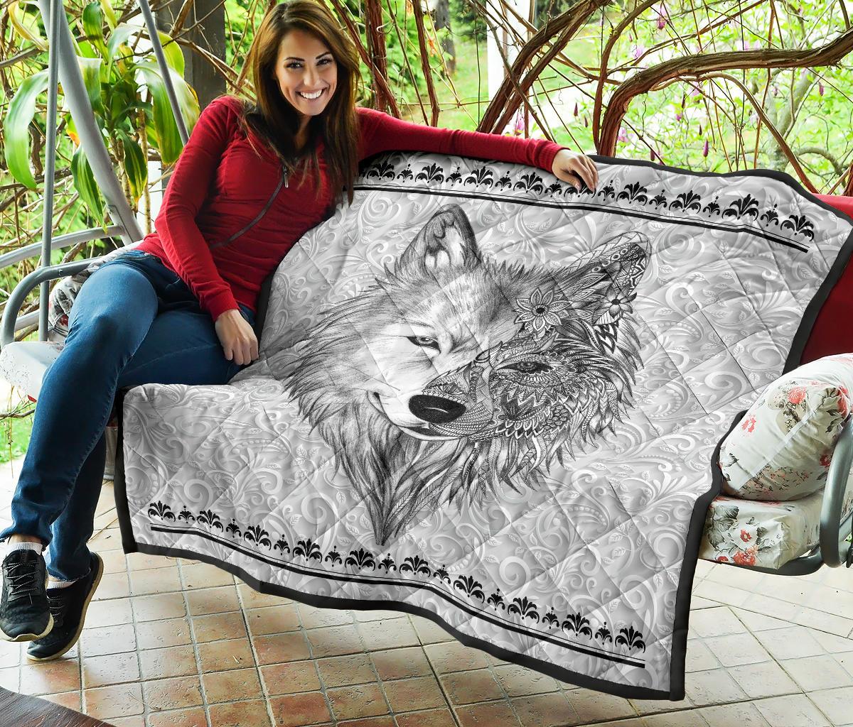 White Wolf Native American Amercan Premium Quilt LT10 - Wonder Print Shop