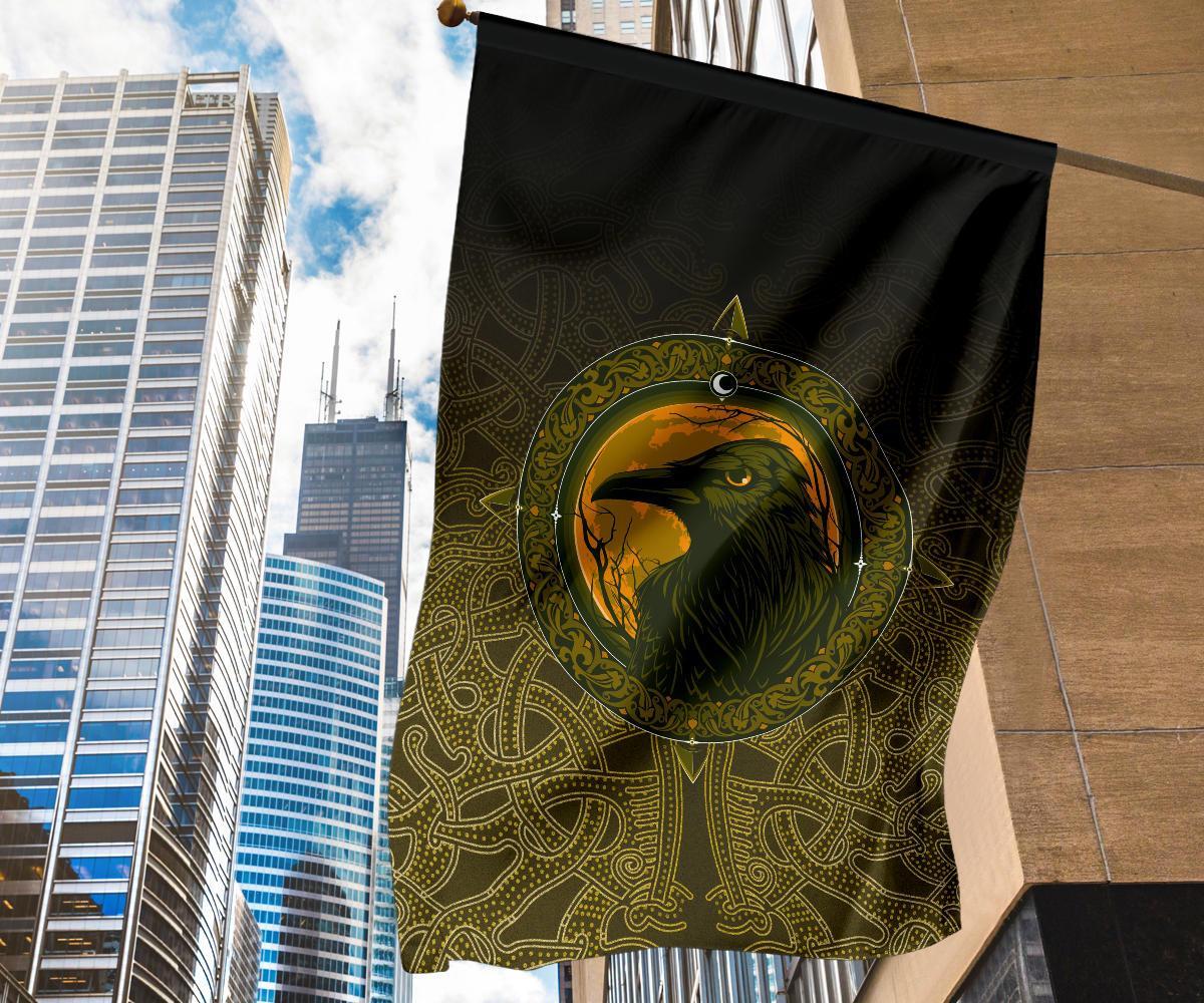 Viking Flag, Ethnic Odin Raven Gold RLT12 - Wonder Print Shop