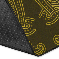 Viking Area Rug, Ethnic Odin Raven Gold RLT12 - Wonder Print Shop