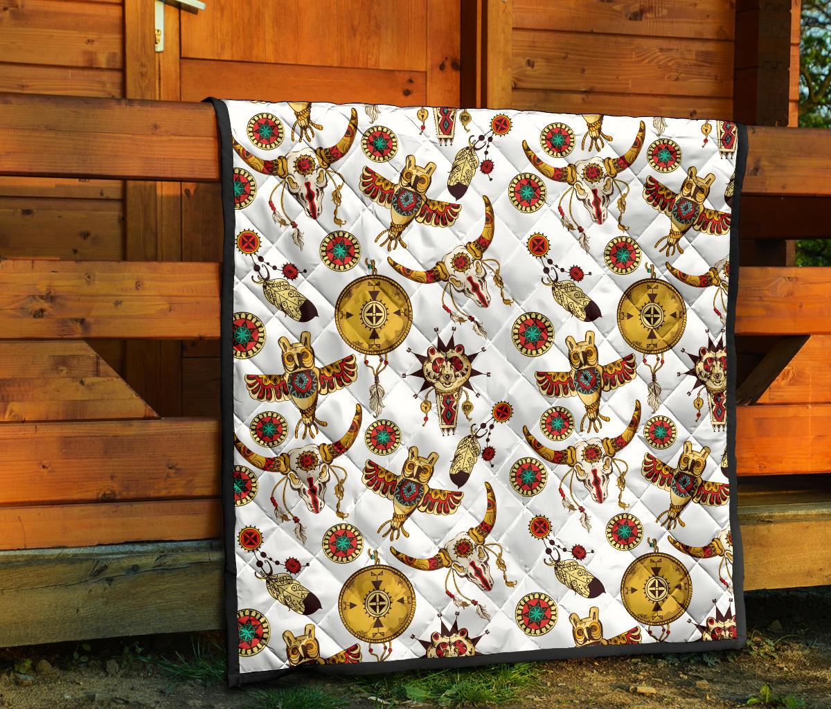 Bison Owl Feather Native American Totems Premium Quilt LT10 - Wonder Print Shop
