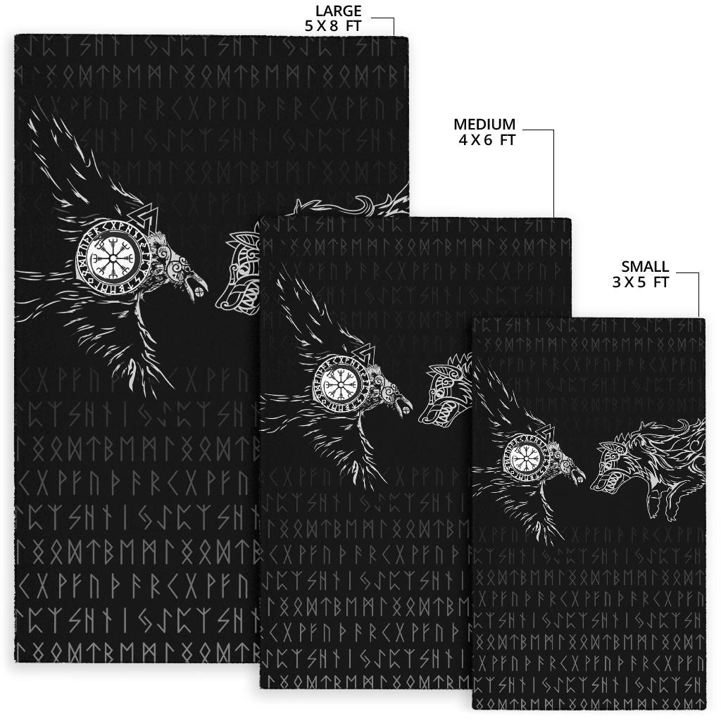 Viking Area Rug Raven and Wolf Special Tattoo RLT12 - Wonder Print Shop
