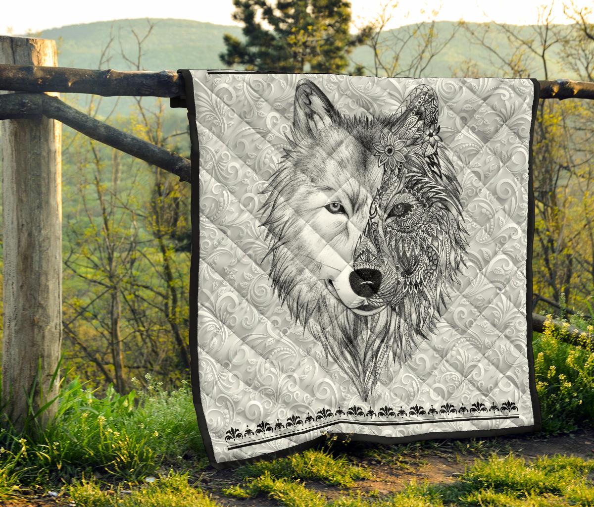 White Wolf Native American Amercan Premium Quilt LT10 - Wonder Print Shop