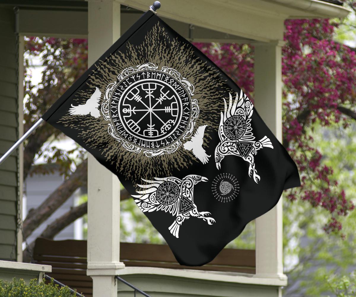 Viking Garden Flag Raven, Valknut and Vegvisir RLT12 - Wonder Print Shop