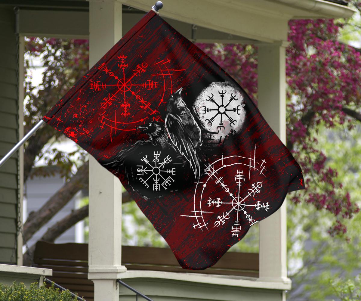 Viking Garden Flag Raven Of Odin and Symbol Viking On Blood Background RLT12 - Wonder Print Shop