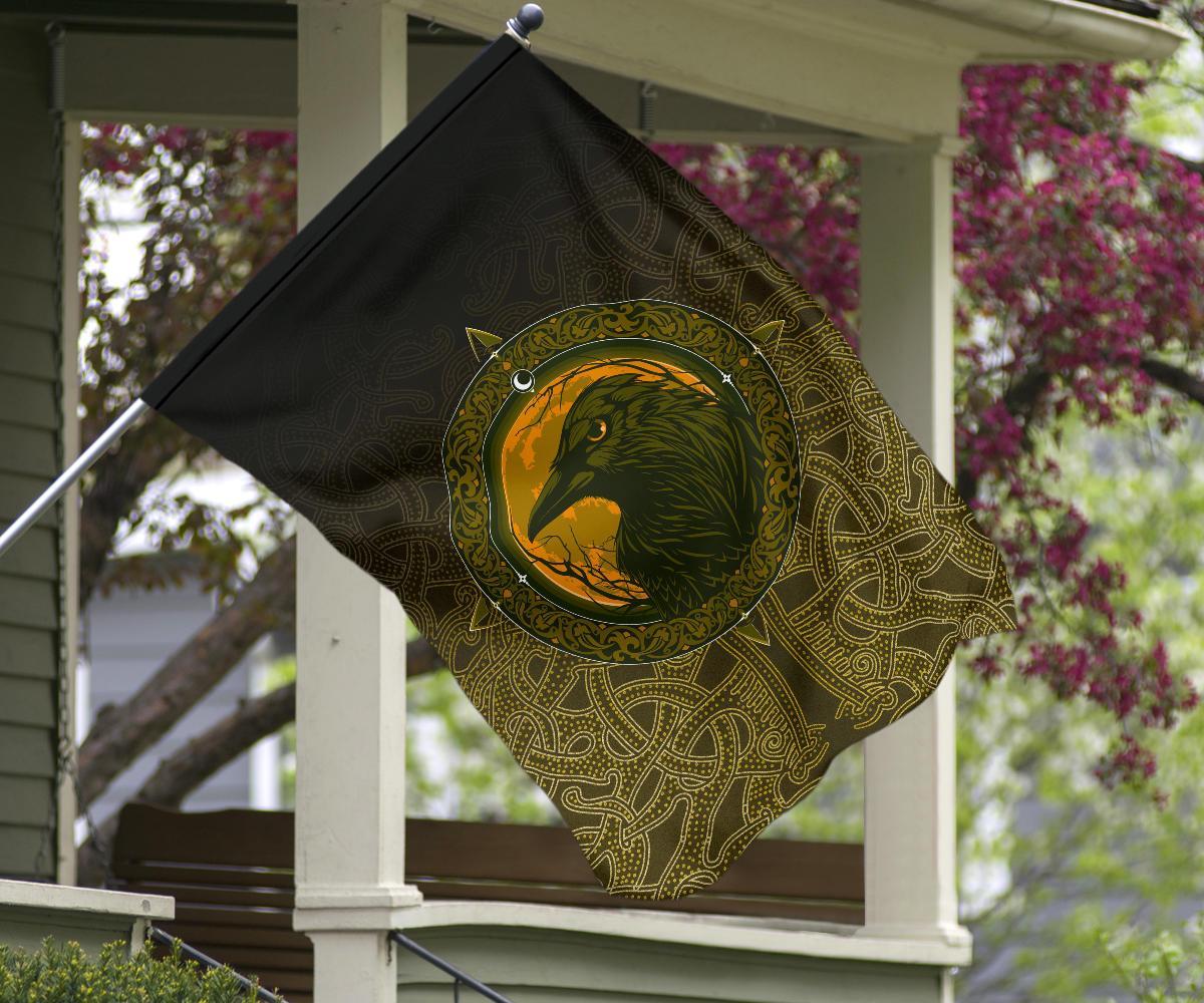 Viking Flag, Ethnic Odin Raven Gold RLT12 - Wonder Print Shop