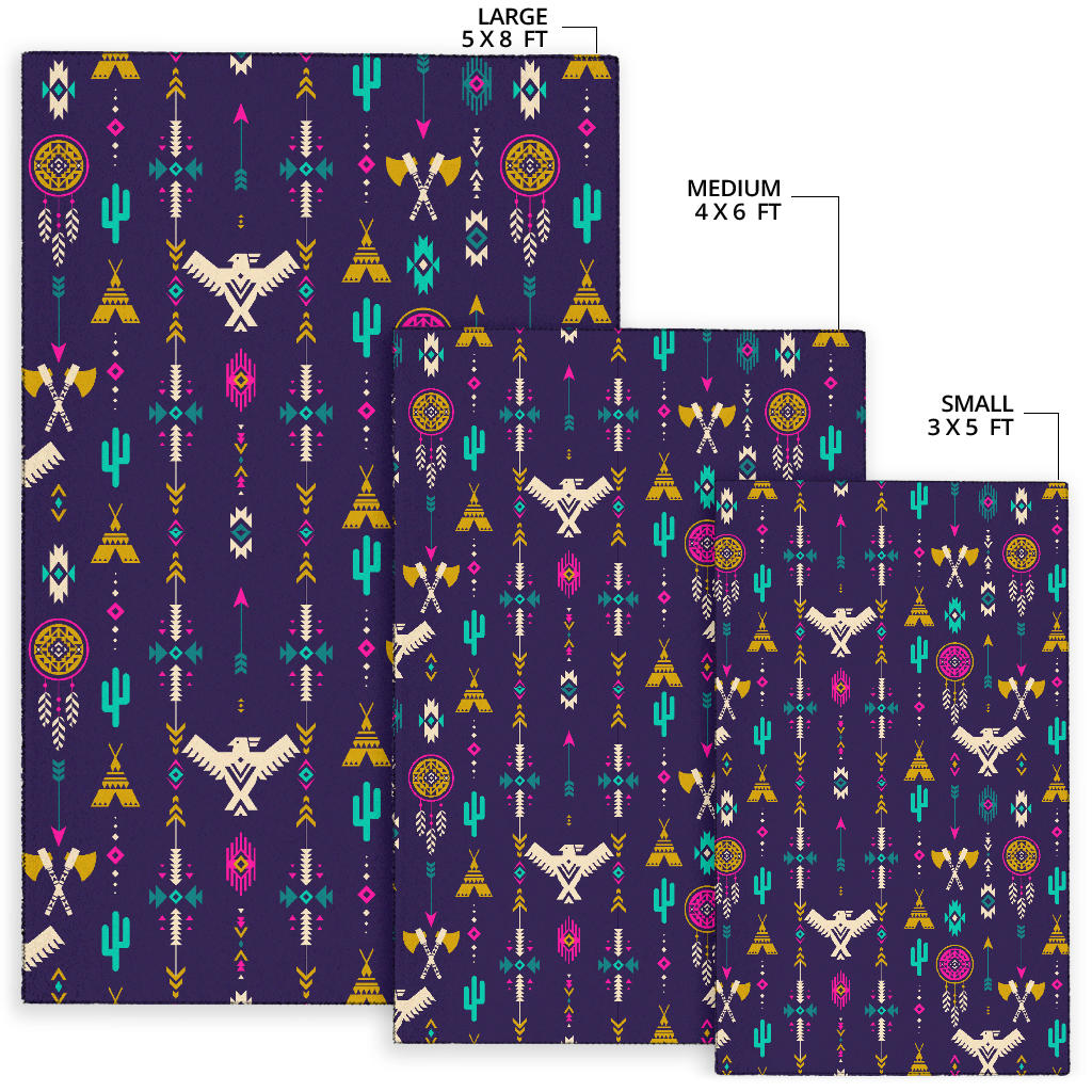 Thunderbird Pattern Blue Area Rug LT10 - Wonder Print Shop
