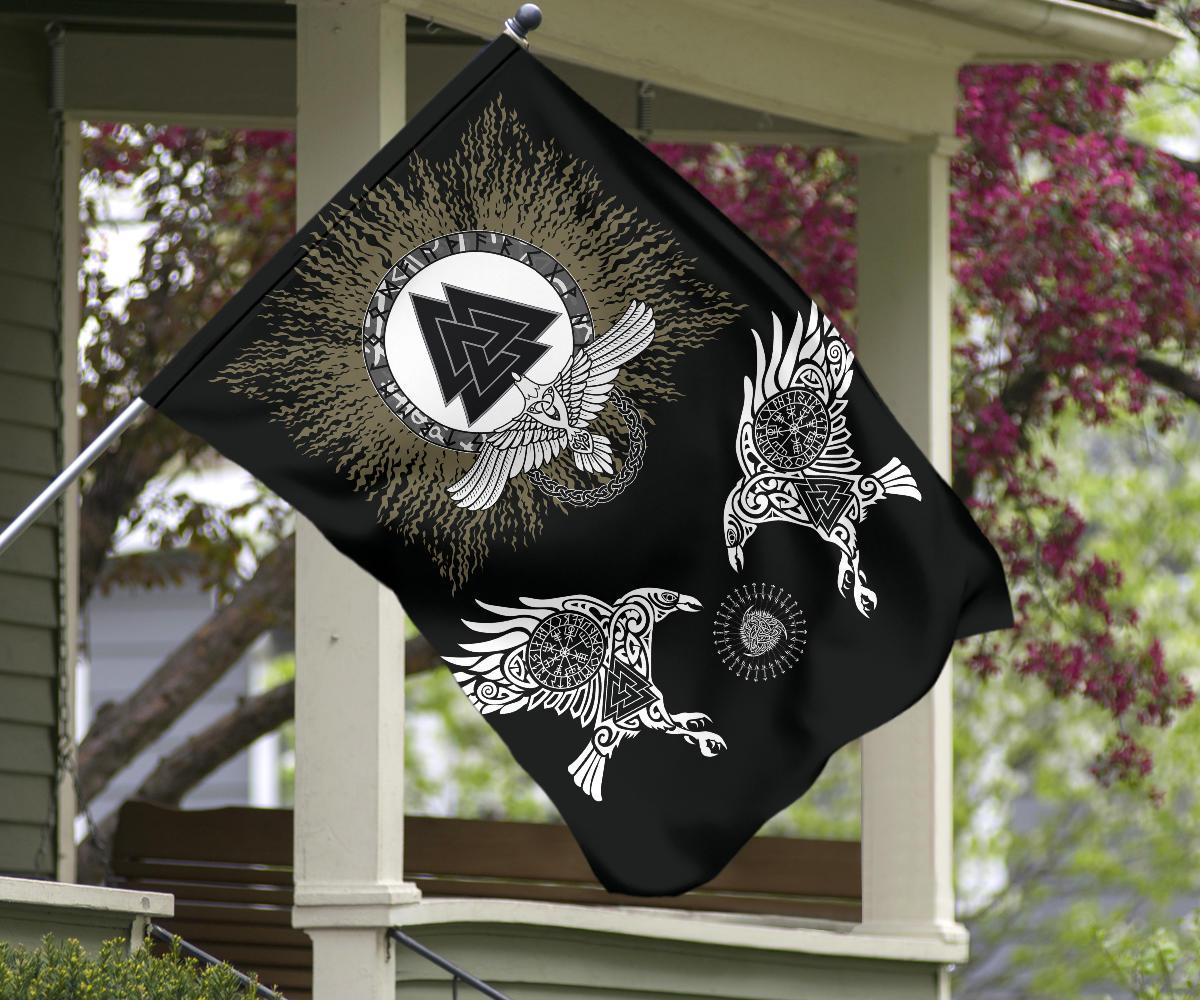 Viking Garden Flag Raven, Valknut and Vegvisir RLT12 - Wonder Print Shop