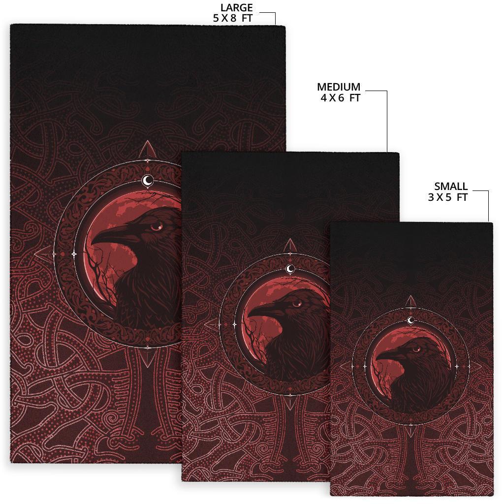 Viking Area Rug, Ethnic Odin Raven Red RLT12 - Wonder Print Shop