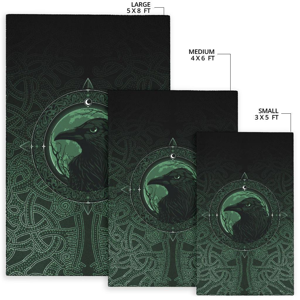 Viking Area Rug, Ethnic Odin Raven Green RLT12 - Wonder Print Shop