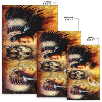 Native Women With Wolf Native American Area Rug LT10 - Wonder Print Shop