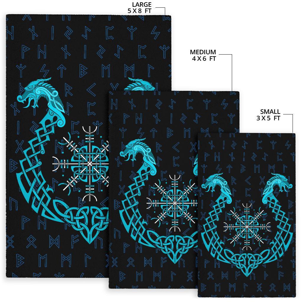 Viking Area Rug, Aegishjalmur Helm Of Awe Blue Edition RLT12 - Wonder Print Shop