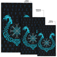 Viking Area Rug, Aegishjalmur Helm Of Awe Blue Edition RLT12 - Wonder Print Shop