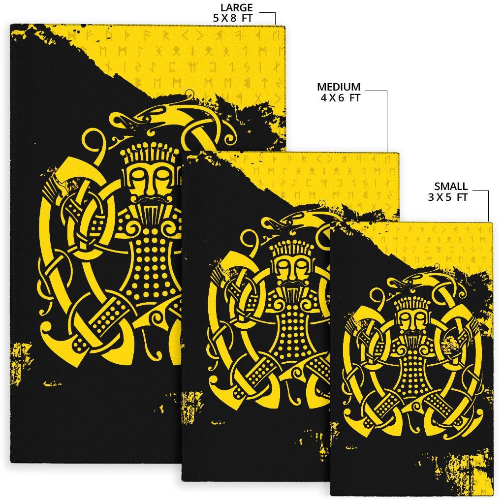 Viking Area Rug, Loki Bound Triskele Rune Gold RLT12 - Wonder Print Shop