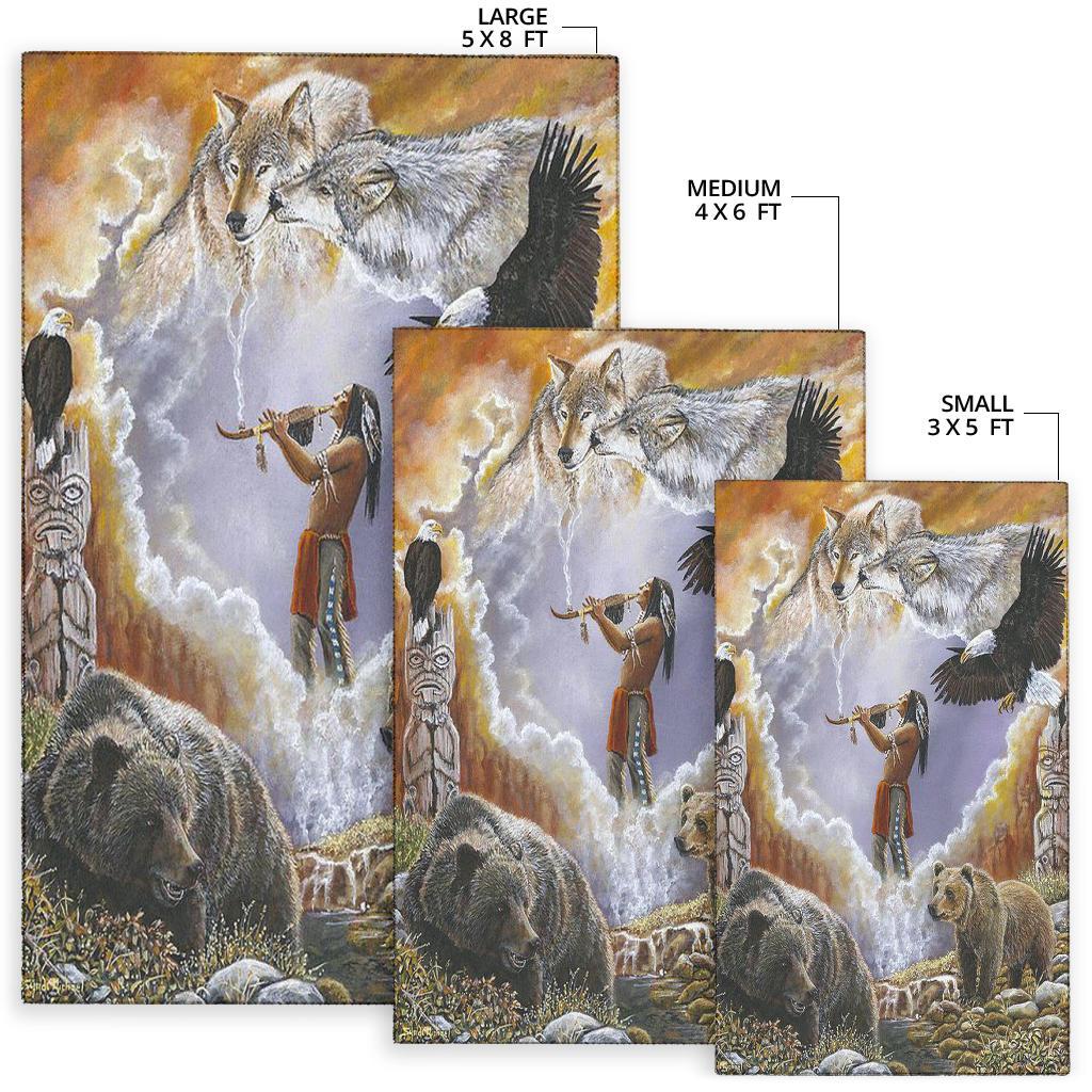 Calling The Totem Native American Pride Area Rug LT10 - Wonder Print Shop