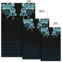 Viking Area Rug, Fenrir Raven and Vegvisir Tattoo Cyan RLT12 - Wonder Print Shop