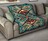 Blue United Tribes Art Native American Design Premium Quilt LT10 - Wonder Print Shop