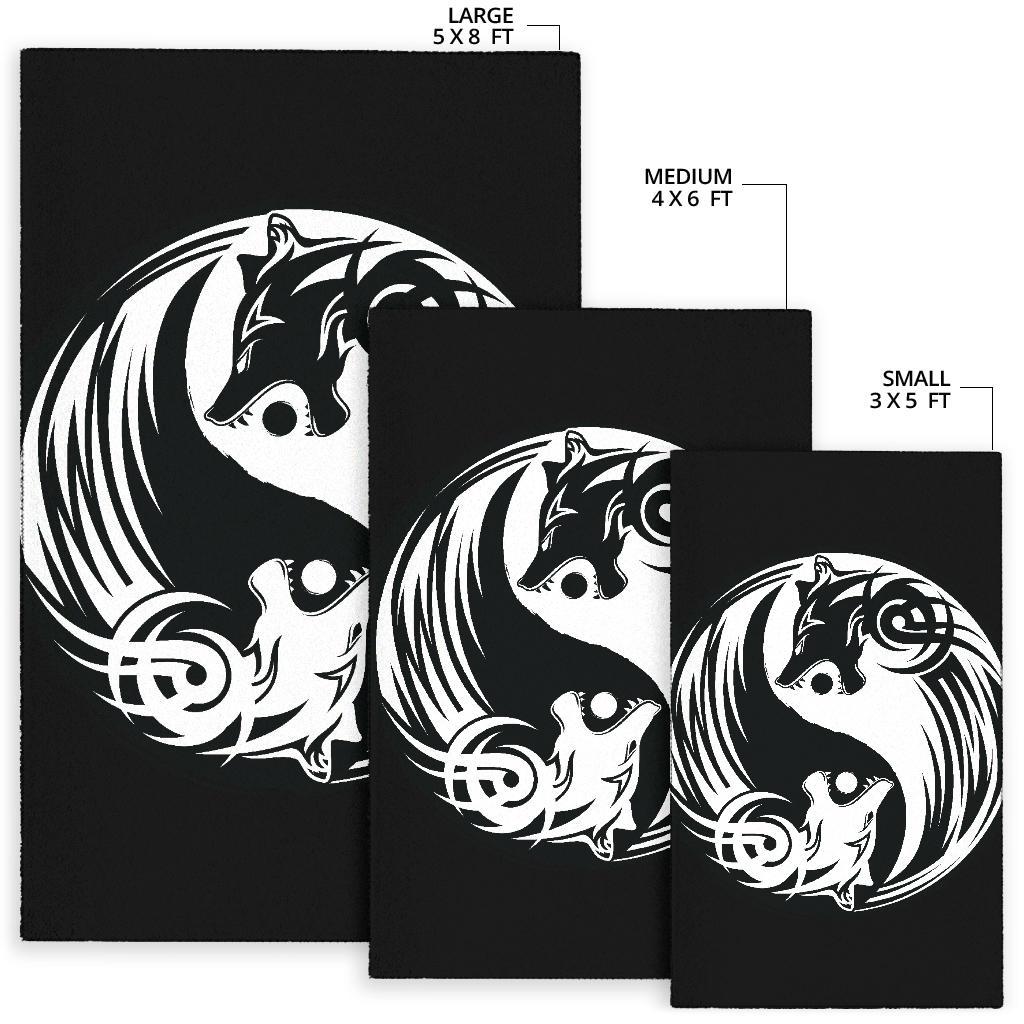 Viking Bomber Area Rug Ying Yang Wolf RLT12 - Wonder Print Shop