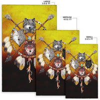 4 Wolves Warriors Native American Design Area Rug LT10 - Wonder Print Shop