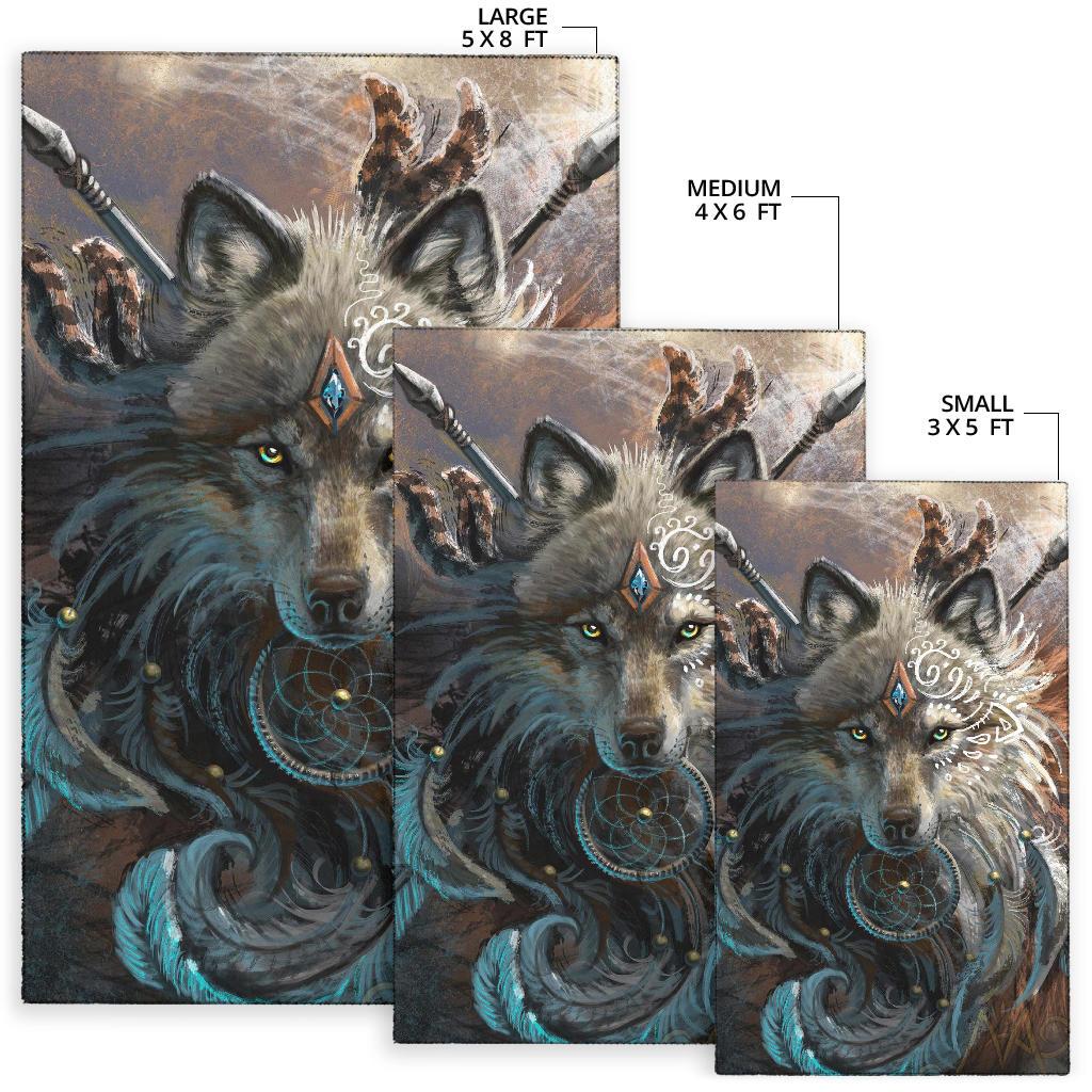 Wolf Warrior Native American Area Rug LT10 - Wonder Print Shop
