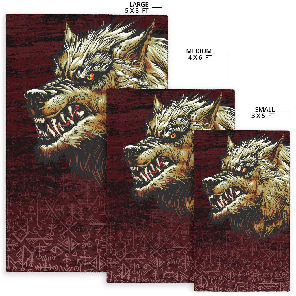 Viking Area Rug Fenrir On The Blood Moon Background RLT12 - Wonder Print Shop