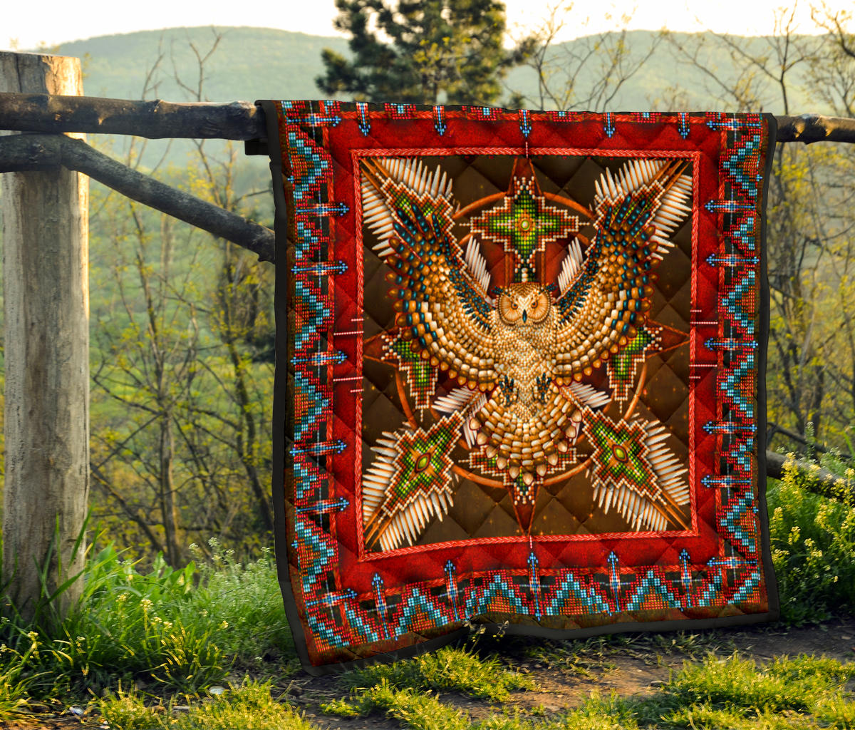 Native American Pattern Red Mandala Premium Quilt LT10 - Wonder Print Shop