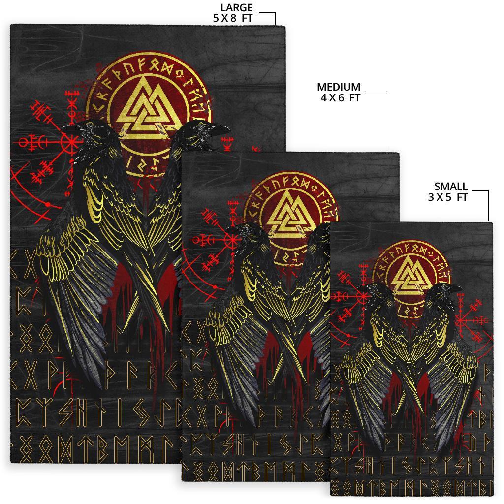 Viking Area Rug Vikings Valknut and Ravens Tattoo RLT12 - Wonder Print Shop
