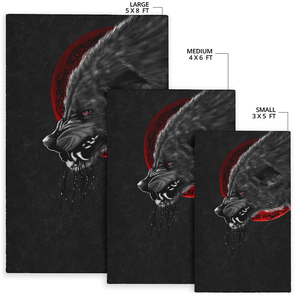 Viking Area Rug Wolf and Blood Moon RLT12 - Wonder Print Shop