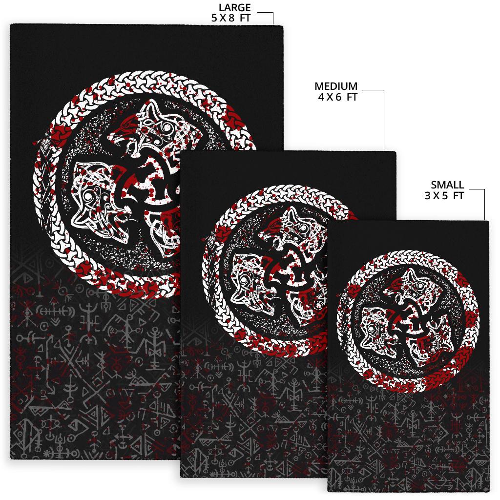 Viking Area Rug Fierce Blood Wolf Symbol Of A Viking Nordic RLT12 - Wonder Print Shop