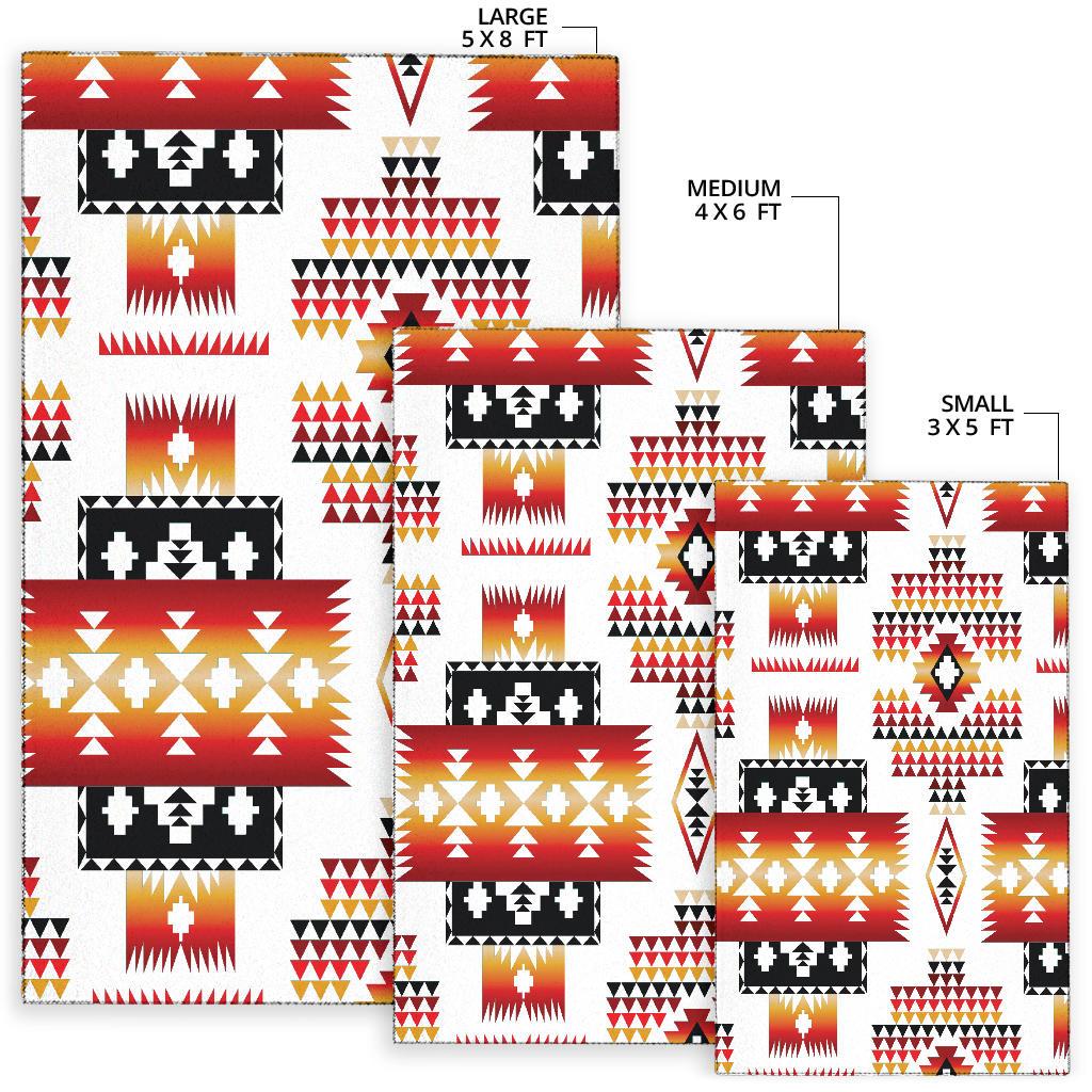 White Native Tribes Pattern Native American Area Rug LT10 - Wonder Print Shop