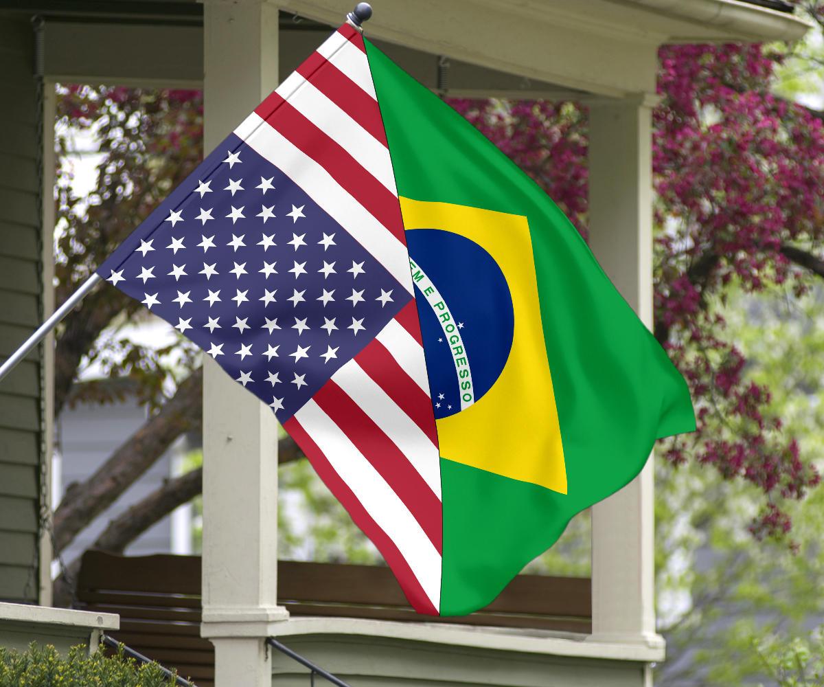 US Flag with Brazil Flag - Wonder Print Shop
