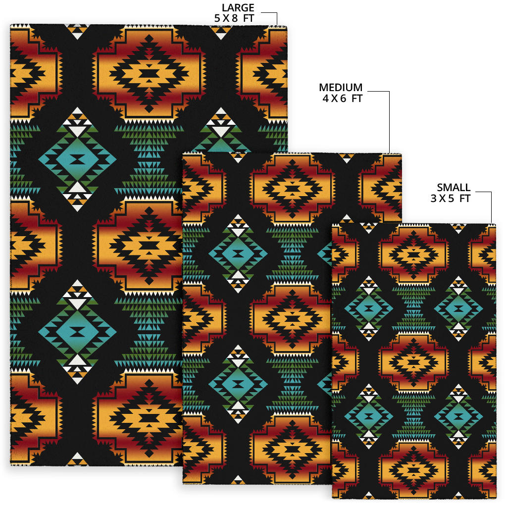 Native American Patterns Black Red Area Rug LT10 - Wonder Print Shop