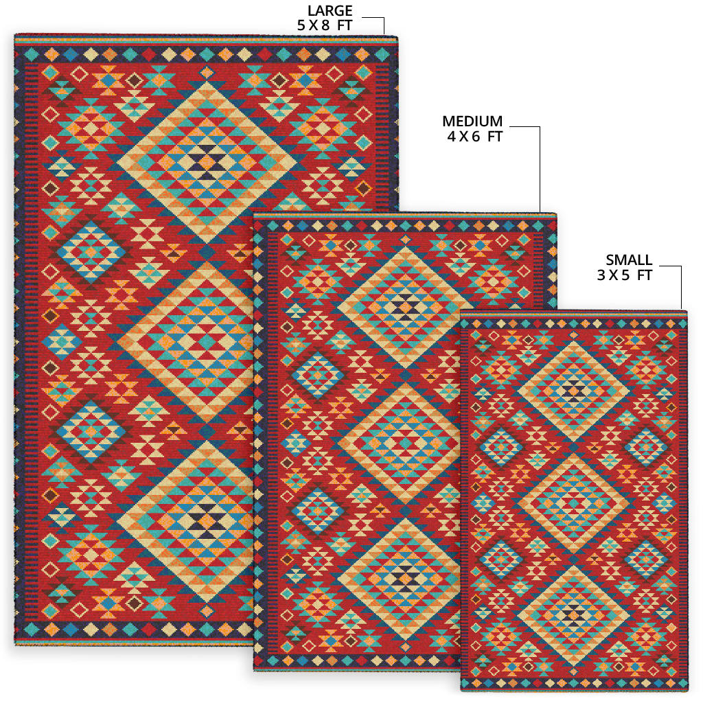 Geometric Red and Green Pattern Area Rug LT10 - Wonder Print Shop