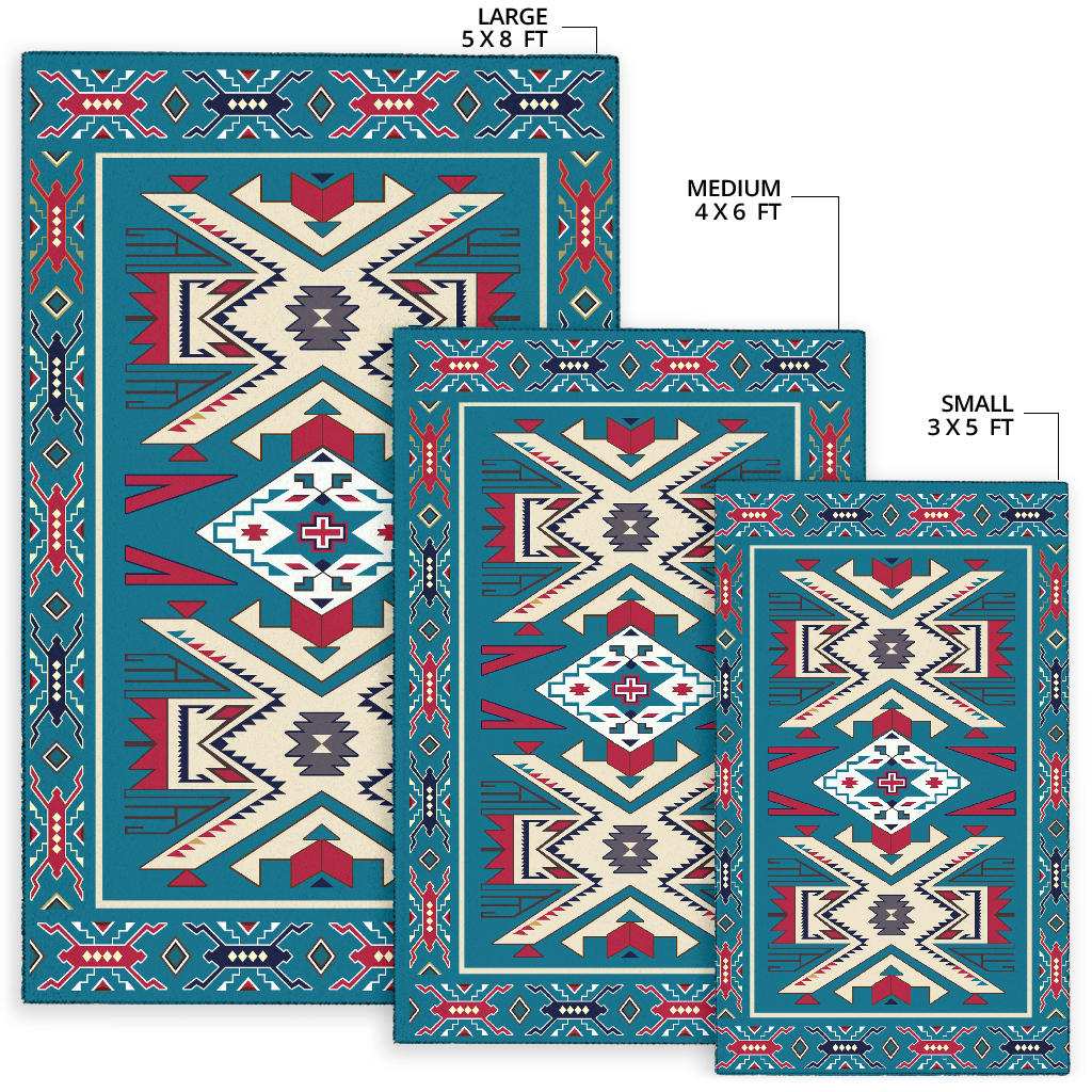 Blue Pink Pattern Native American Area Rug LT10 - Wonder Print Shop