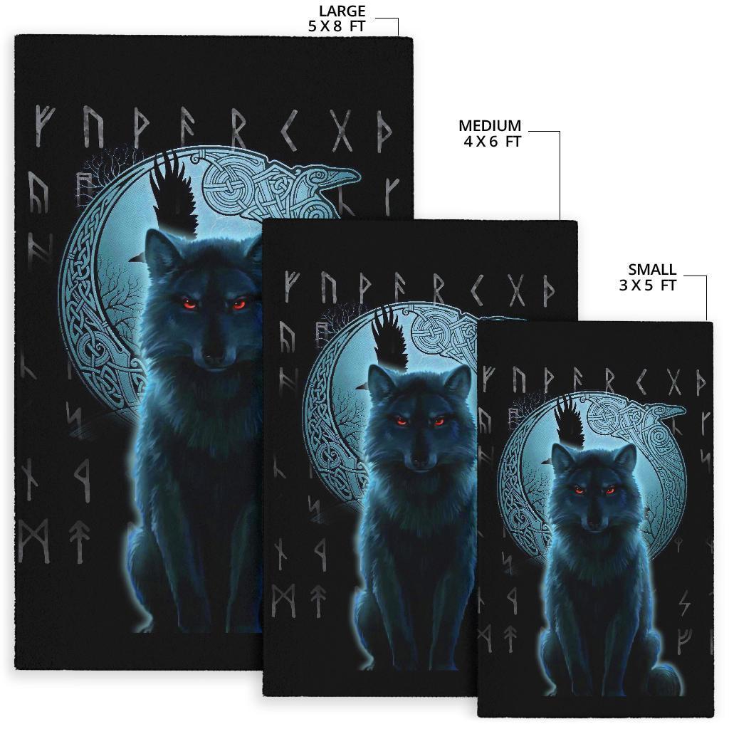 Viking Area Rug, Fenrir Viking Wolf and Moon RLT12 - Wonder Print Shop