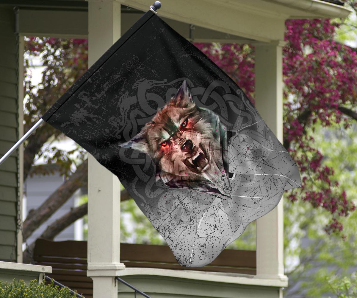 Viking Garden Flag Fenrir Norse Wolf RLT12 - Wonder Print Shop