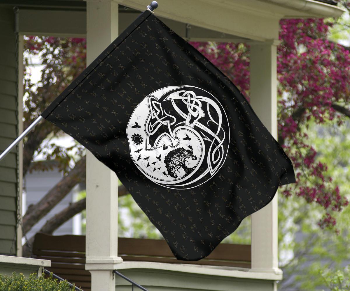 Viking Garden Flag, Skoll and Hati Rune Tattoo RLT12 - Wonder Print Shop