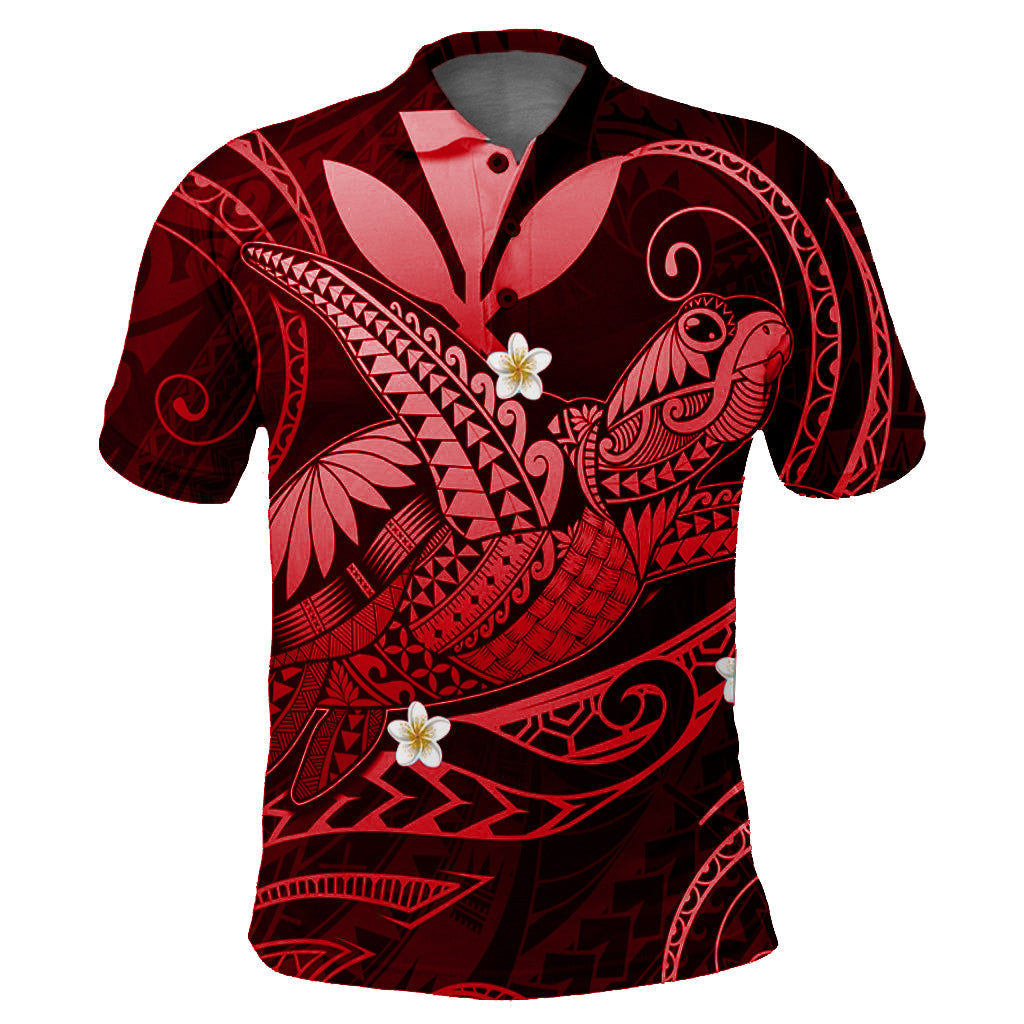 Hawaii Turtle Polynesian Polo Shirt Nane Style Red LT6 - Wonder Print Shop