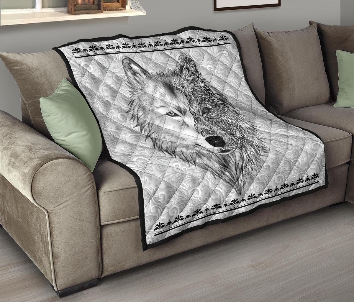 White Wolf Native American Amercan Premium Quilt LT10 - Wonder Print Shop