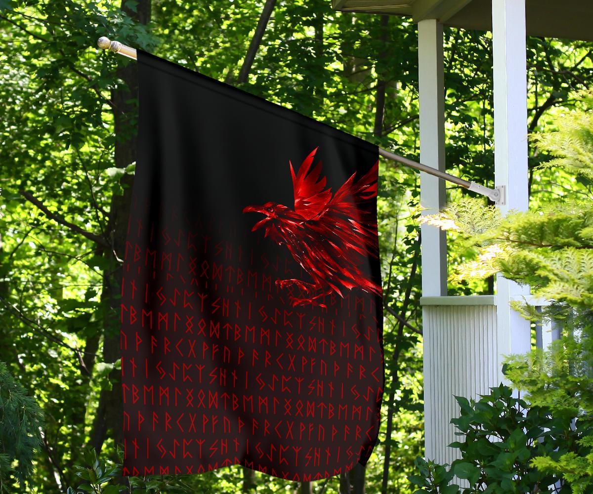 Viking Garden Flag The Raven Of Odin Rune, Red RLT12 - Wonder Print Shop