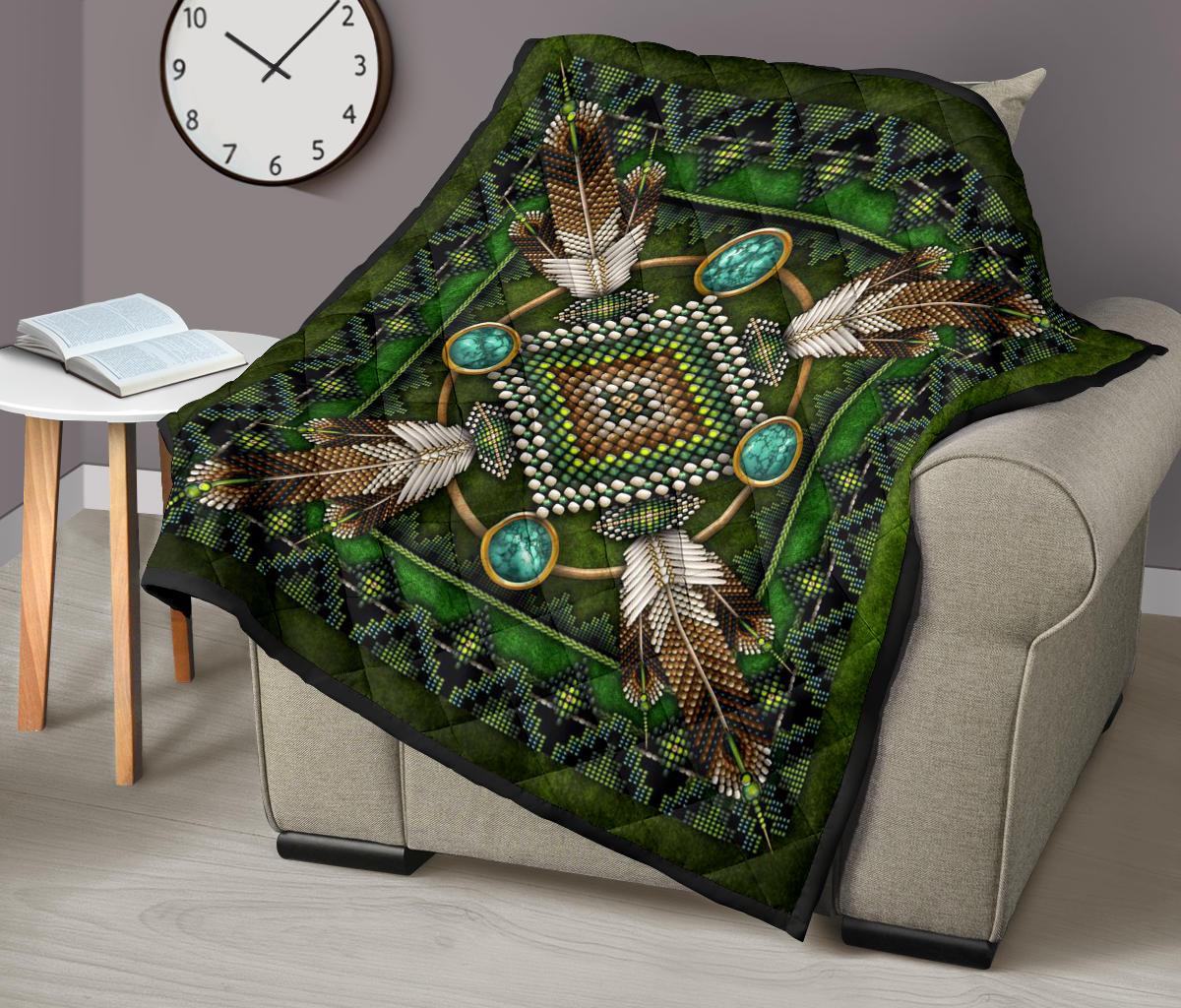 Green Mandala Native American Premium Quilt LT10 - Wonder Print Shop