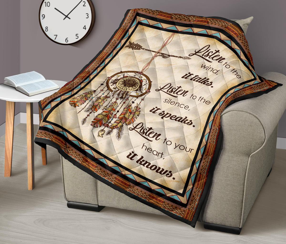 Native American Listen To The Wind It Talks Premium Quilt LT10 - Wonder Print Shop
