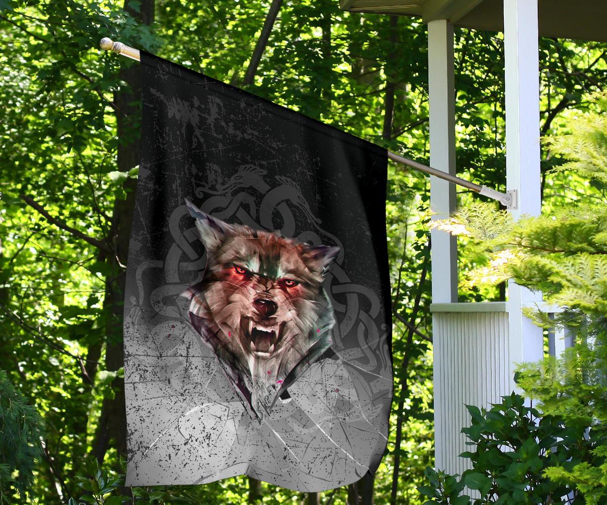 Viking Garden Flag Fenrir Norse Wolf RLT12 - Wonder Print Shop