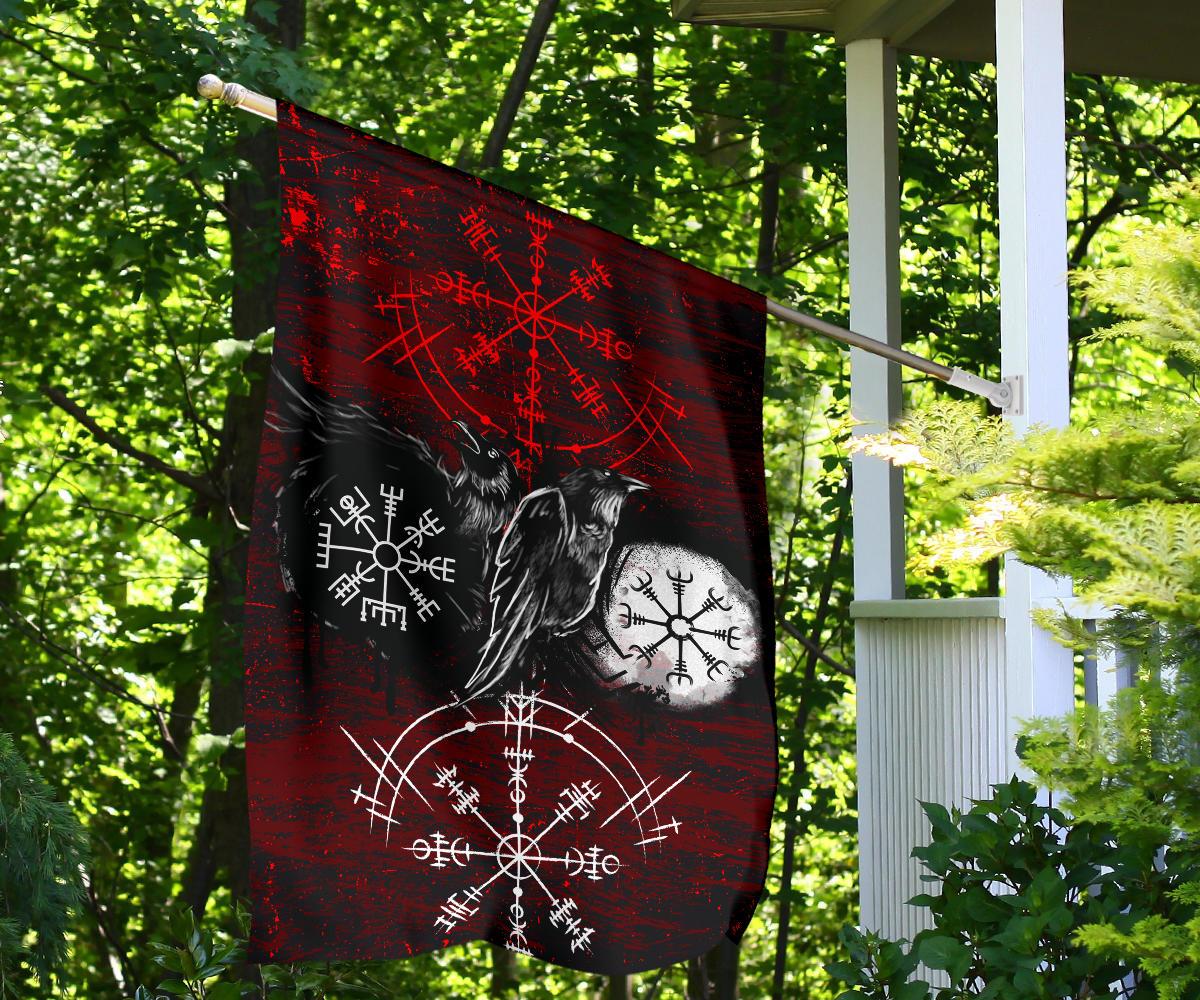 Viking Garden Flag Raven Of Odin and Symbol Viking On Blood Background RLT12 - Wonder Print Shop