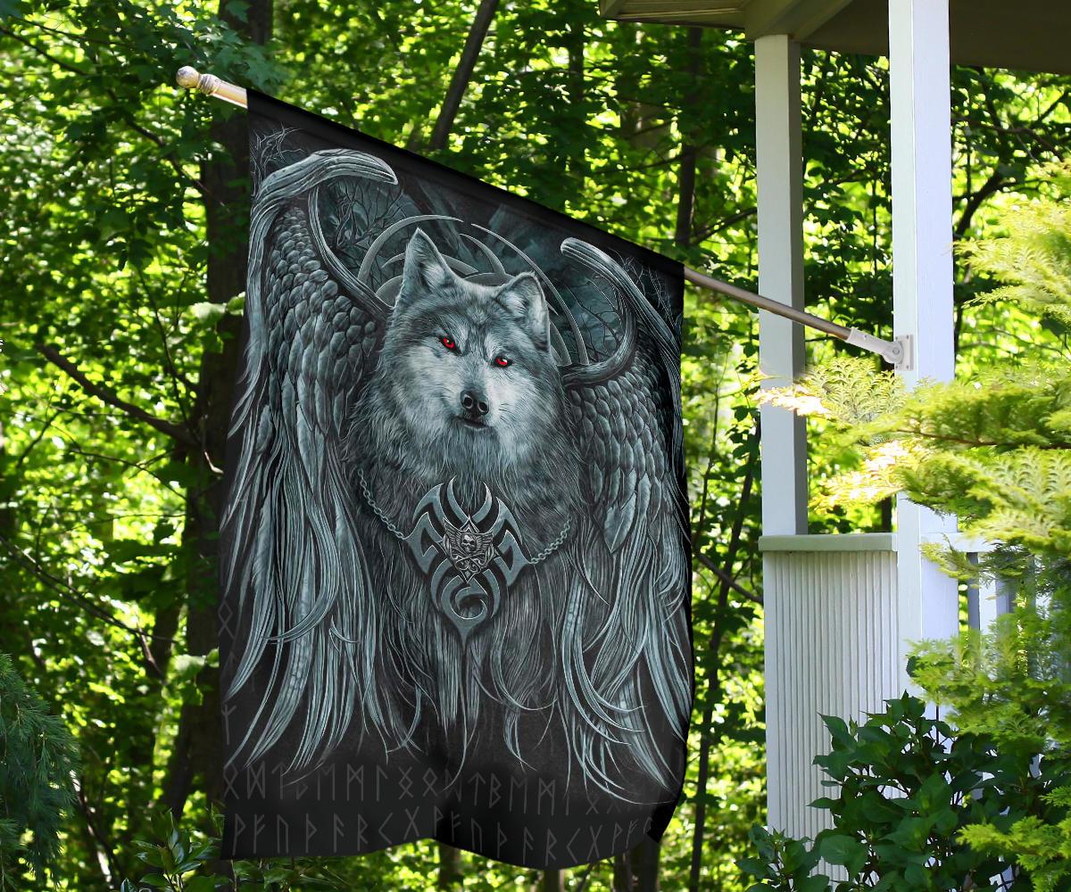 Viking Flag, Spiral Wolf Spirit RLT12 - Wonder Print Shop