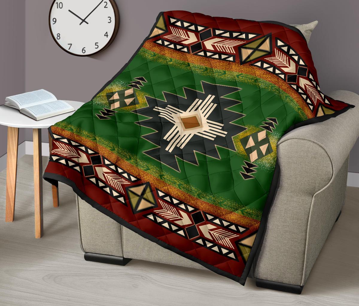 Southwest Green Symbol Native American Premium Quilt LT10 - Wonder Print Shop