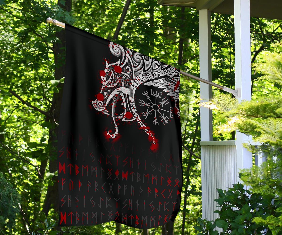 Viking Garden Flag, Dragon and Vegvisir Blood Tattoo RLT12 - Wonder Print Shop