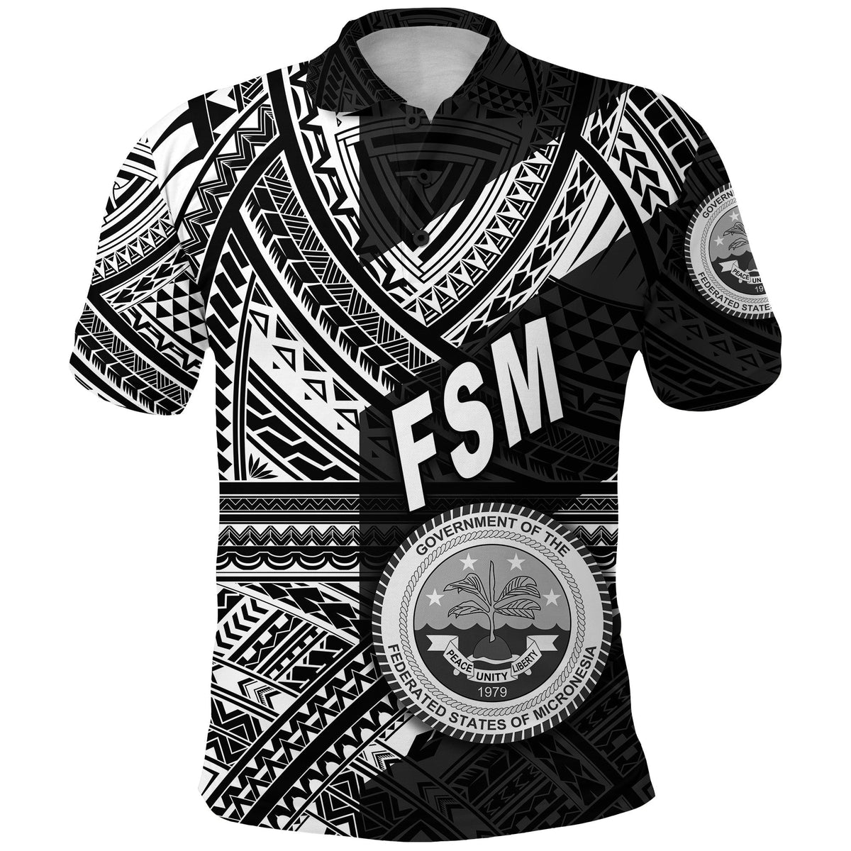 Custom Federated States of Micronesia Polo Shirt FSM Original Style Black LT8 - Wonder Print Shop