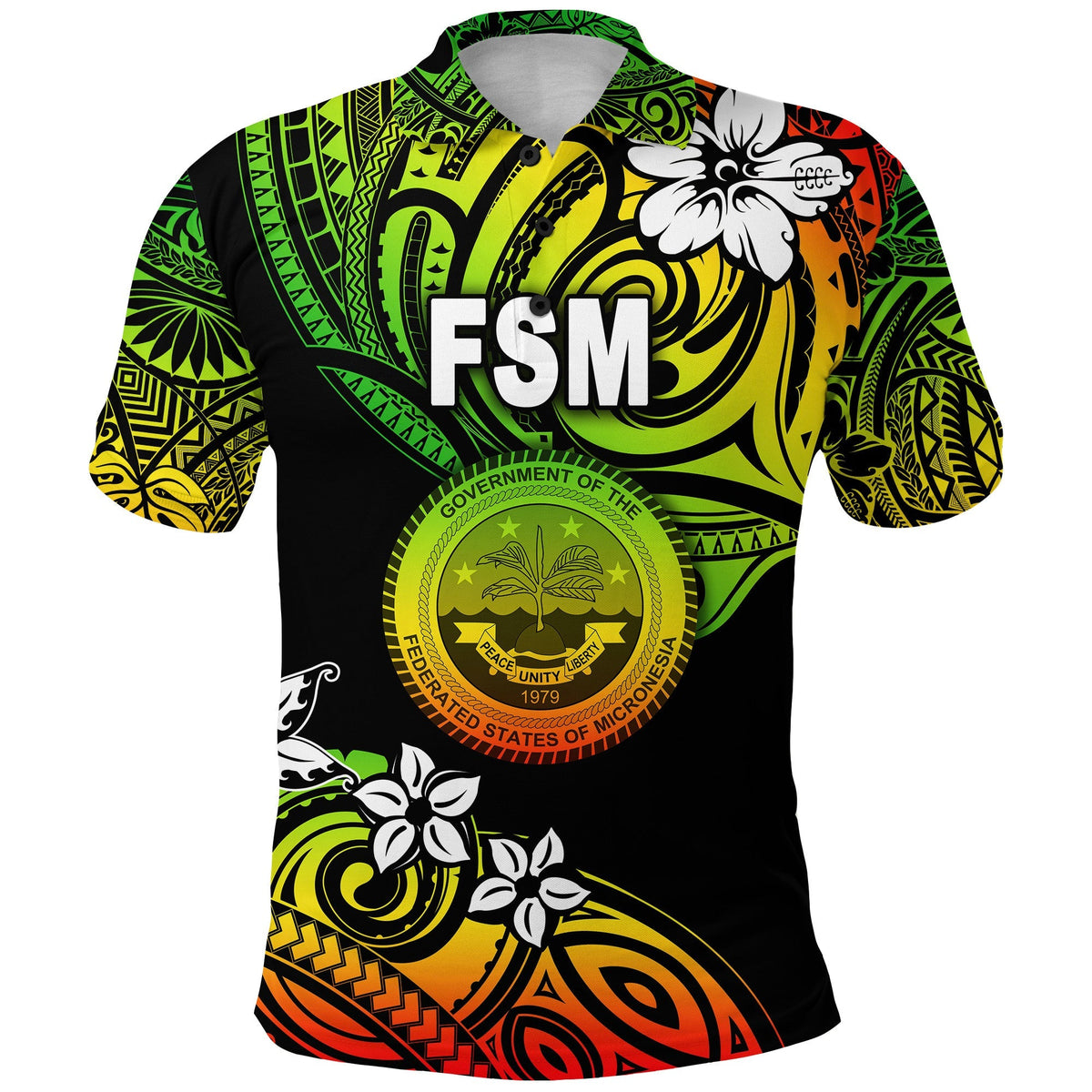 Custom Federated States of Micronesia Polo Shirt Unique Vibes Reggae LT8 - Wonder Print Shop