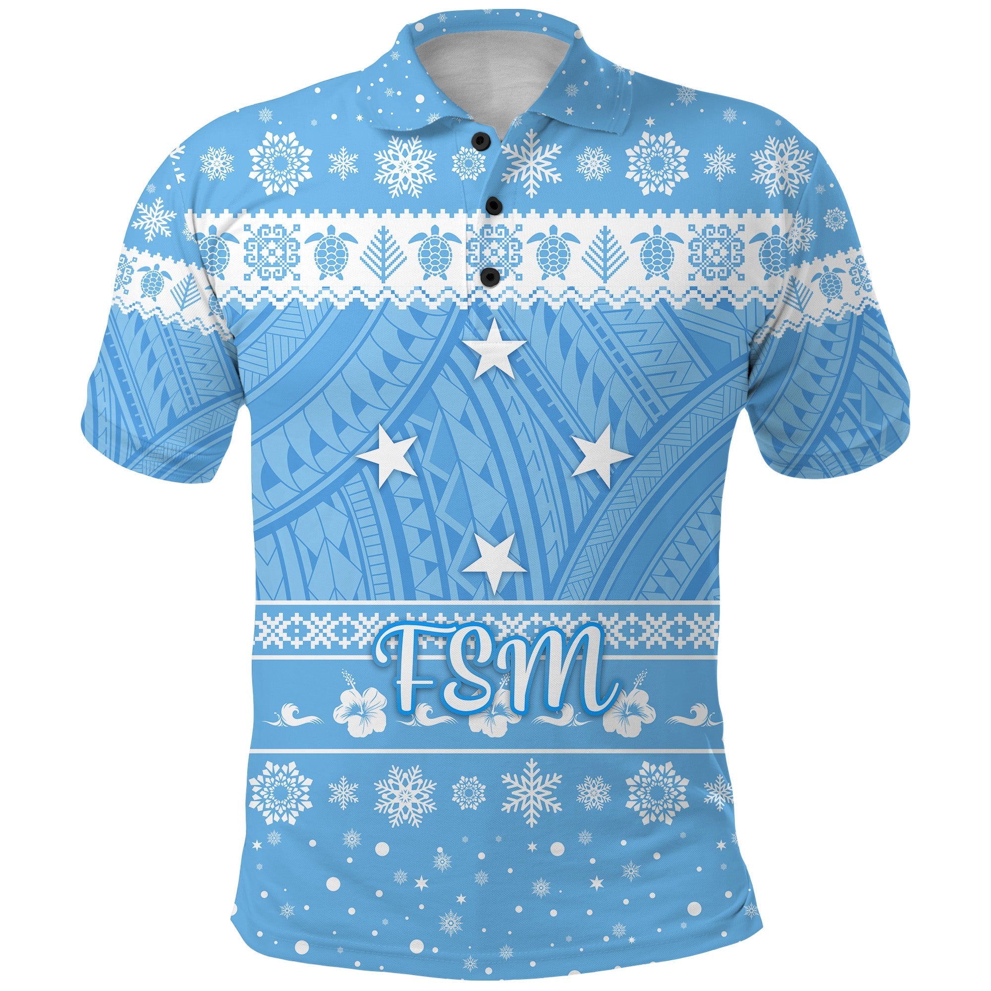 Custom Federated States of Micronesia Polo Shirt Christmas Simple Style FSM Flag LT8 - Wonder Print Shop