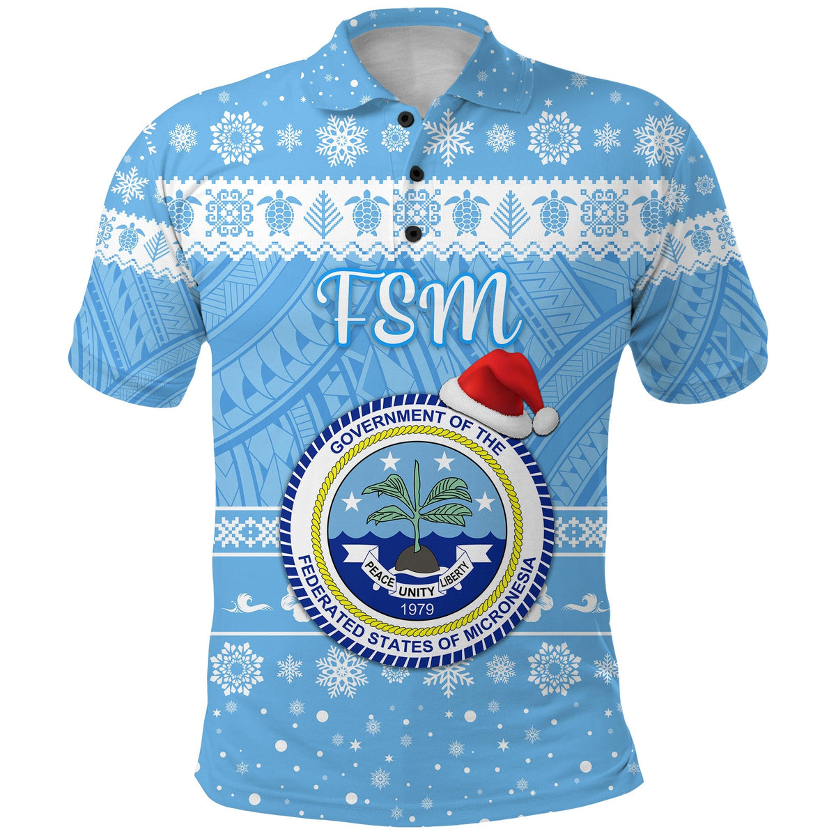 Custom Federated States of Micronesia Polo Shirt Christmas Simple Style FSM Seal LT8 - Wonder Print Shop